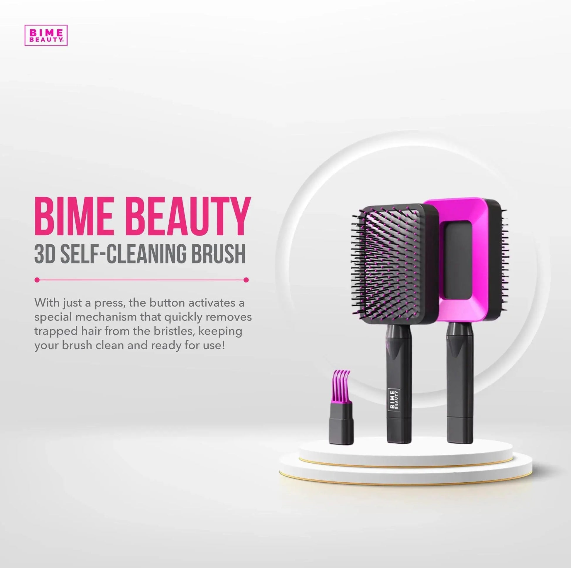 3D Self Cleaning Deluxe Rectangular Brush Self Cleaning Hair Brush for Women